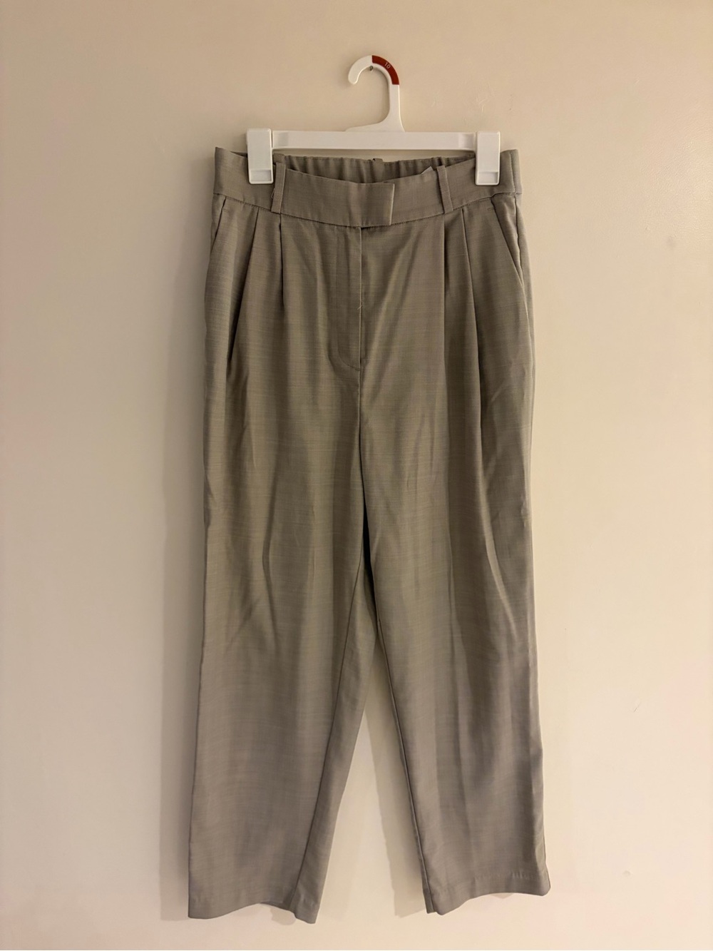 H&M Straight-Leg High-Waist Pants in Light Taupe